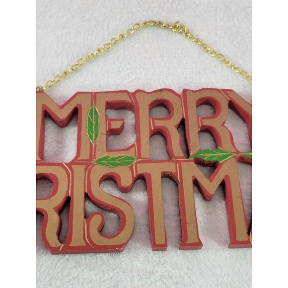 Merry Christmas Santa Hanging Wooden Vintage Decoration Holiday Sign - Picture 4 of 11